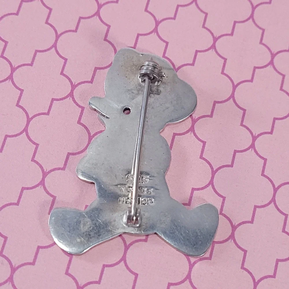 Taxco Sterling  Silver Hugging Teddy Bear Pin Brooch 925 Mexico Vintage TF-33